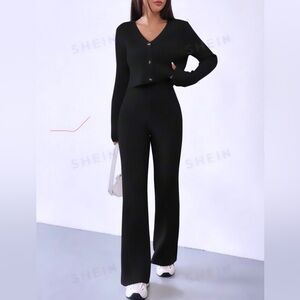 Knit Cardigan and Knit Pants Set